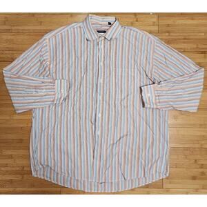 Burberry London Shirt Mens XXL 2XL Multicolor Striped Button Up Made USA Pocket